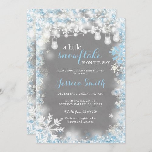 A little snowflake Winter Boy Baby Shower Invitation