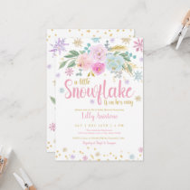 A Little Snowflake Winter Floral Baby Girl Shower Invitation