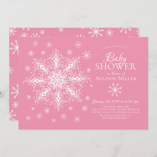 A Little Snowflake Winter Girl Baby Shower Invitation