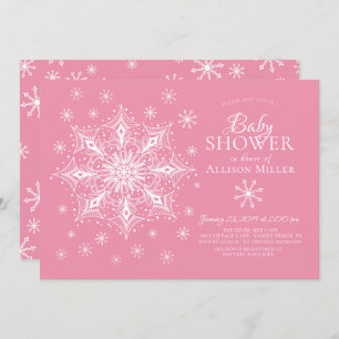 A Little Snowflake Winter Girl Baby Shower Invitation