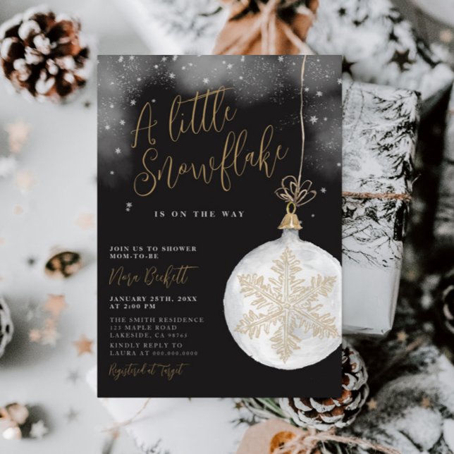 A Little Snowflake Winter Night Baby Shower Invitation (Creator Uploaded)