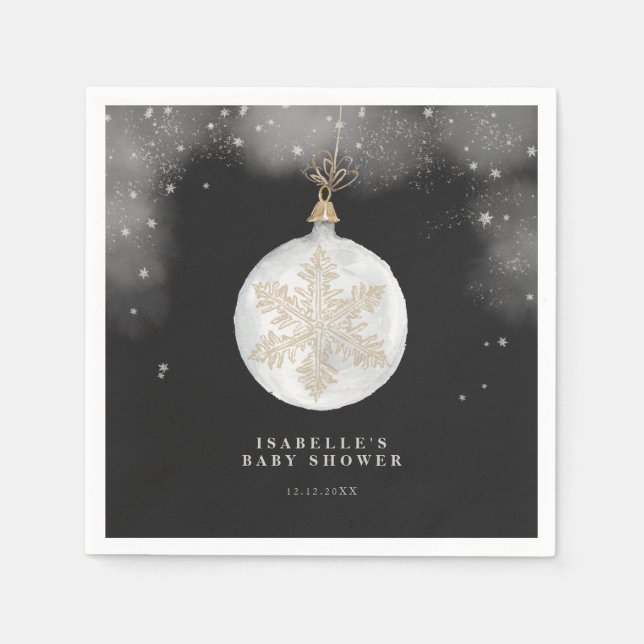 A Little Snowflake Winter Night Baby Shower Napkins (Front)