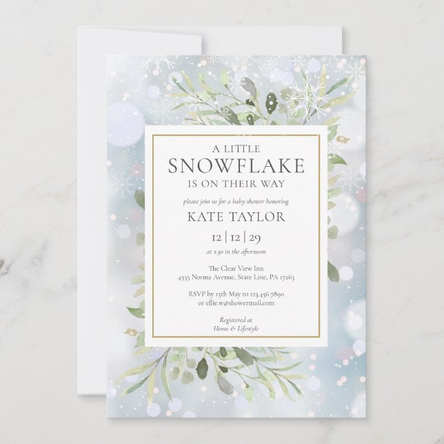 A Little Snowflake Winter Snow Baby Shower Invitation (Front)