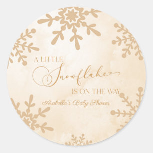A Little Snowflake Winter Wonderland Baby Shower Classic Round Sticker