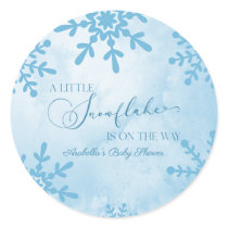 A Little Snowflake Winter Wonderland Baby Shower Classic Round Sticker