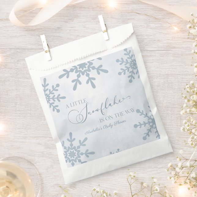 A Little Snowflake Winter Wonderland Baby Shower Favor Bag (Clipped)