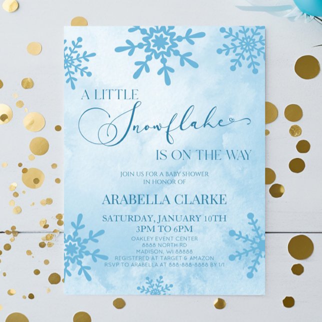 A Little Snowflake Winter Wonderland Baby Shower Invitation (Creator Uploaded)
