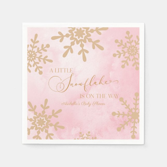 A Little Snowflake Winter Wonderland Baby Shower Napkins (Front)