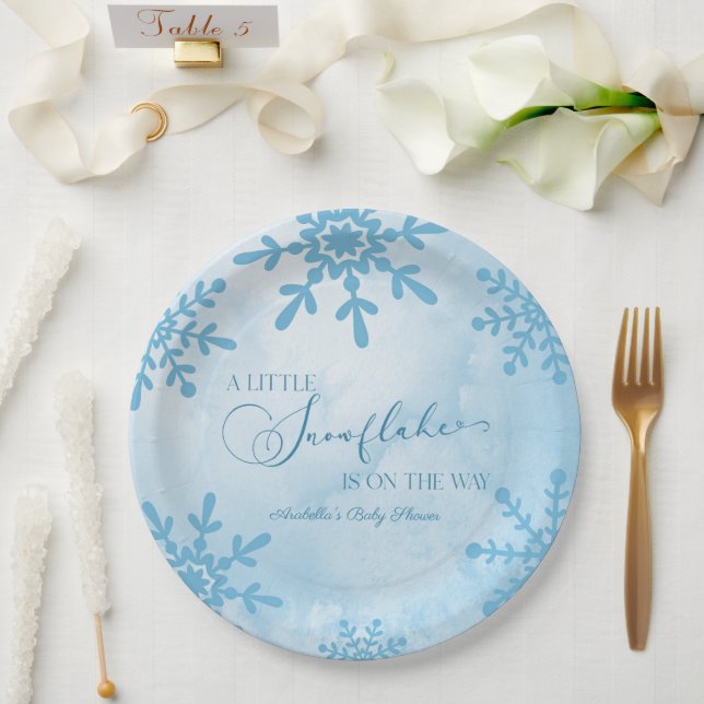 A Little Snowflake Winter Wonderland Baby Shower Paper Plates (Wedding)
