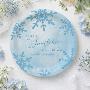 A Little Snowflake Winter Wonderland Baby Shower Paper Plates