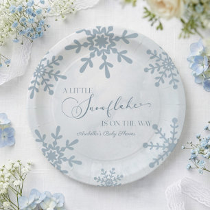 A Little Snowflake Winter Wonderland Baby Shower Paper Plates