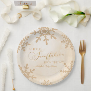 A Little Snowflake Winter Wonderland Baby Shower Paper Plates