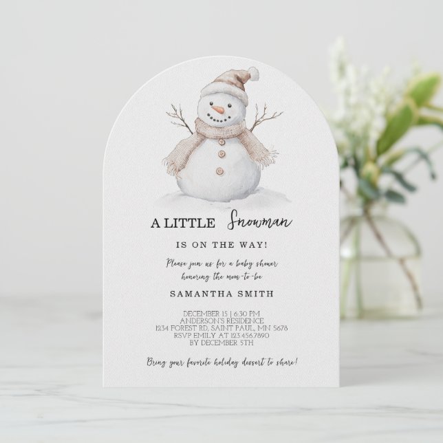 A Little Snowman Baby Shower Christmas Invitation (Standing Front)