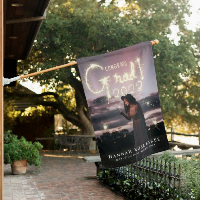 A Little Sparkle | Modern 2023 Graduation Photo  House Flag (In SItu)