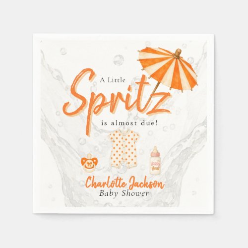 A Little Spritz Baby Shower Orange Dots Napkins