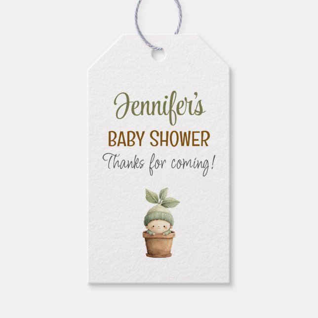 A Little Sprout Baby Shower Gift Tag (Front)