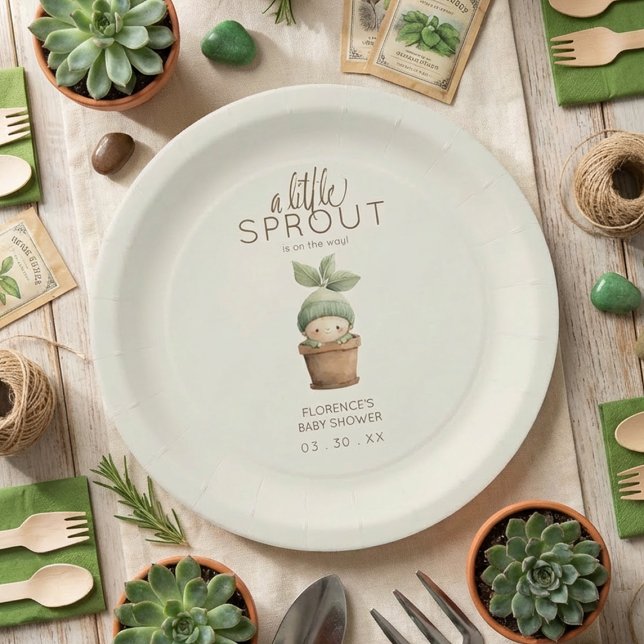 A Little Sprout Baby Shower Paper Plates (Creator Uploaded)