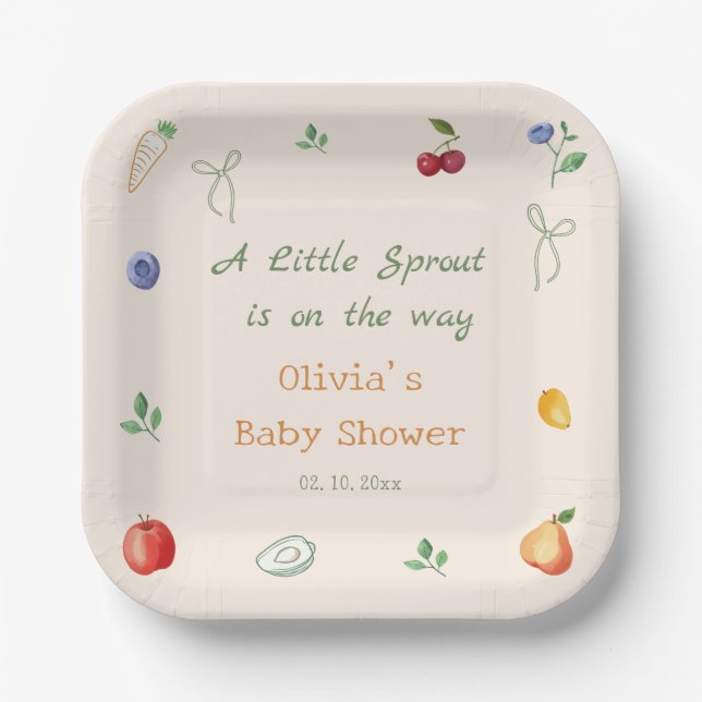 A Little Sprout Baby Shower Paper Plates (Front)