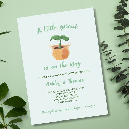 A Little Sprout Gardening Plant Baby Shower Invitation