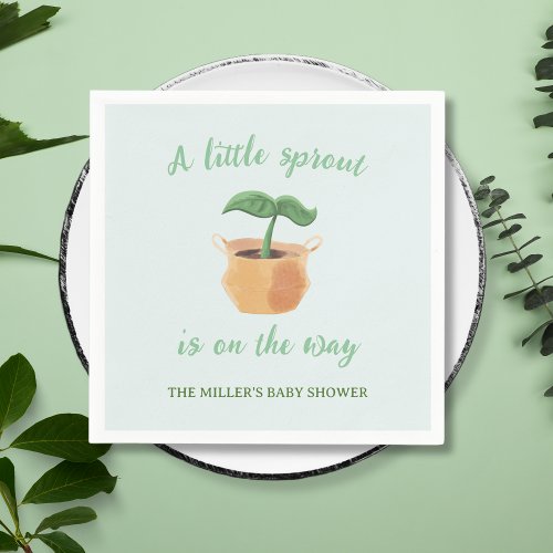 A Little Sprout Gardening Plant Baby Shower Napkins