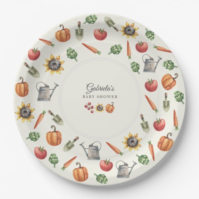 A Little Sprout Is On the Way Baby Shower Round  Paper Plates (Front)
