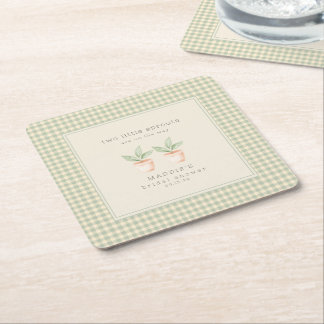 A Little Sprout is on the Way Baby Shower  Square Paper Coaster