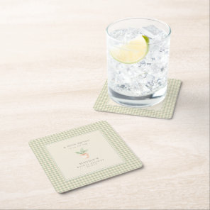 A Little Sprout is on the Way Baby Shower  Square Paper Coaster