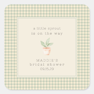 A Little Sprout is on the Way Baby Shower Square Sticker