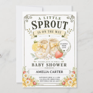 A Little Sprout is on the Way Baby Shower Yellow  Invitation