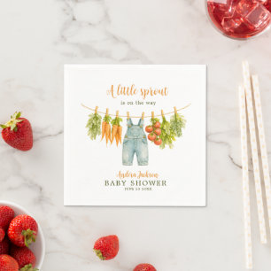 A Little Sprout is on the Way Garden Clothesline Napkins