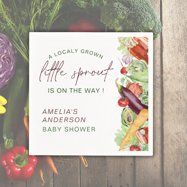 A Little Sprout Is On The Way Vege Baby Shower Napkins (Creator Uploaded)