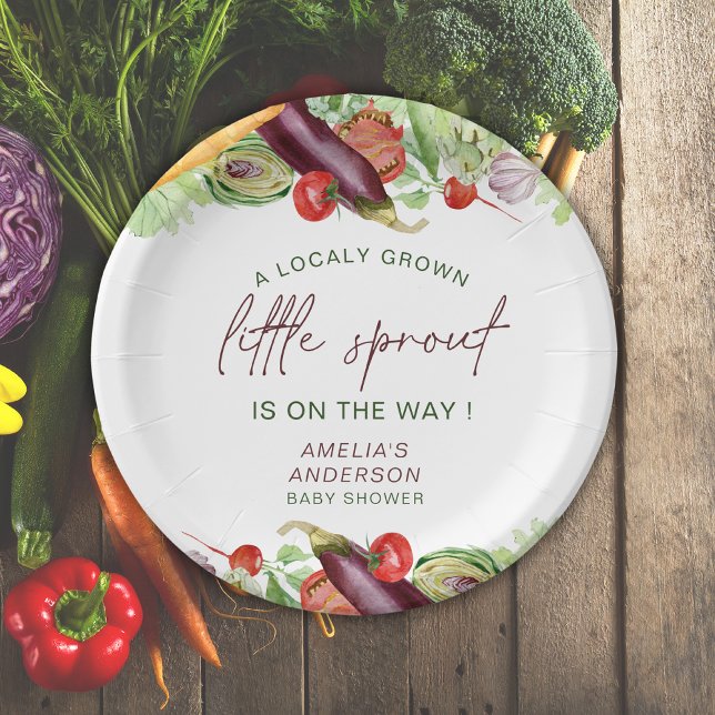 A Little Sprout Is On The Way Vege Baby Shower Paper Plates (Creator Uploaded)