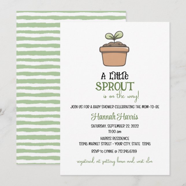 A Little Sprout on the Way Baby Shower Invitation (Front/Back)
