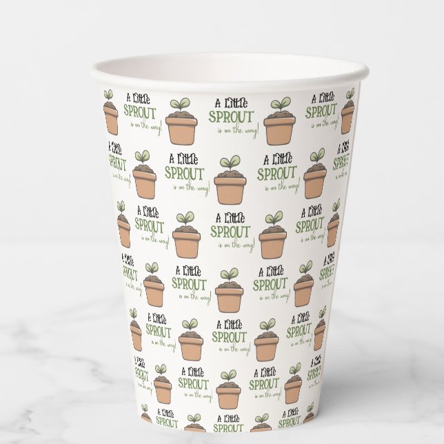 A Little Sprout on the Way Baby Shower Invitation Paper Cups (Back)