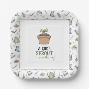A Little Sprout on the Way Baby Shower Invitation Paper Plates