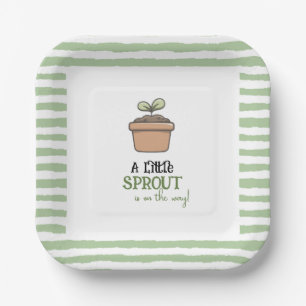 A Little Sprout on the Way Baby Shower Invitation Paper Plates