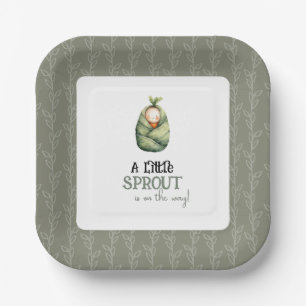 A Little Sprout on the Way Baby Shower Invitation Paper Plates