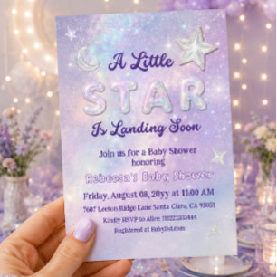 A Little Star Is Landing Celestial Baby Shower Invitation