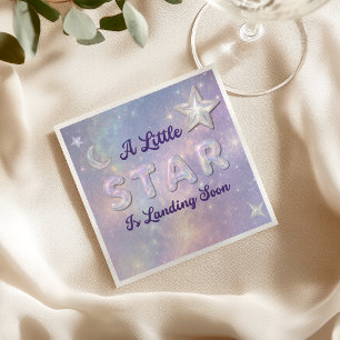 A Little Star Is Landing Celestial Baby Shower Napkins