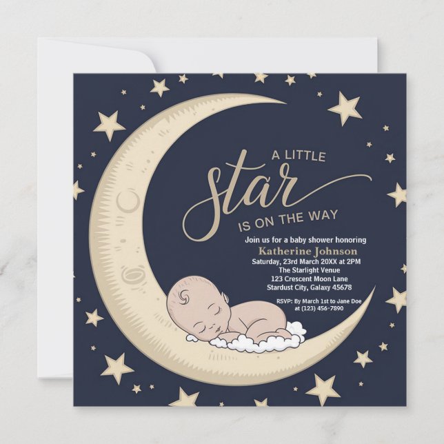 A Little Star is on the Way, Celestial Baby Shower Invitation (Front)