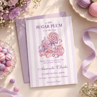 A Little Sugar Plum is on the way Baby Shower Invitation