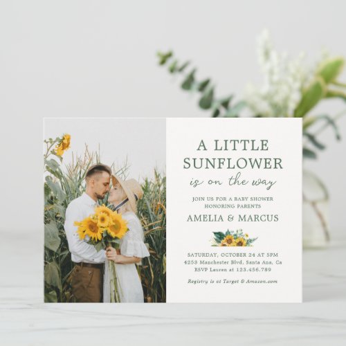 A Little Sunflower Baby Shower Boho Bouquet Invitation