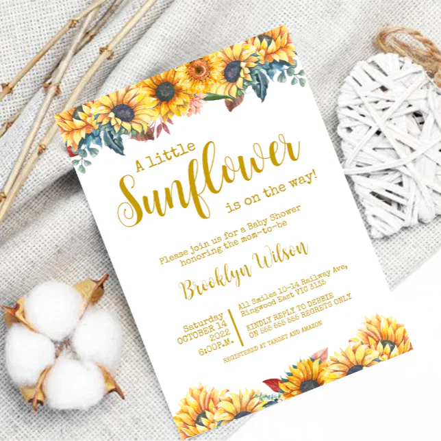 A little Sunflower Baby Shower Invitation | Zazzle