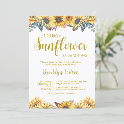 A little Sunflower Baby Shower Invitation | Zazzle