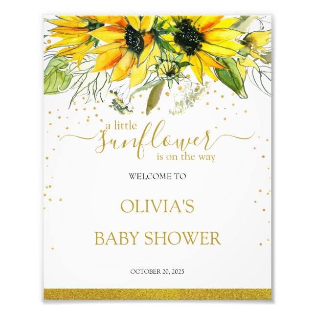 A little sunflower baby shower welcome sign (Front)
