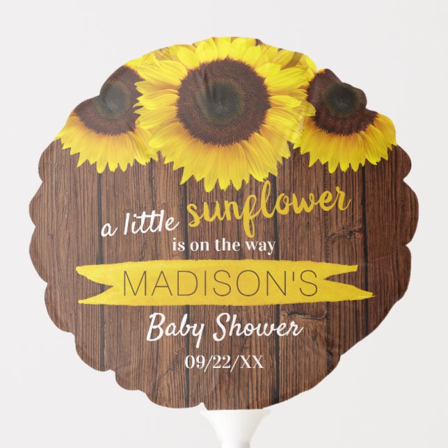 A Little Sunflower Is On The Way! Baby Shower Balloon (Front)
