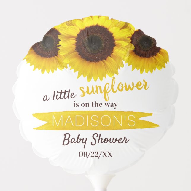 A Little Sunflower Is On The Way! Baby Shower Balloon (Front)