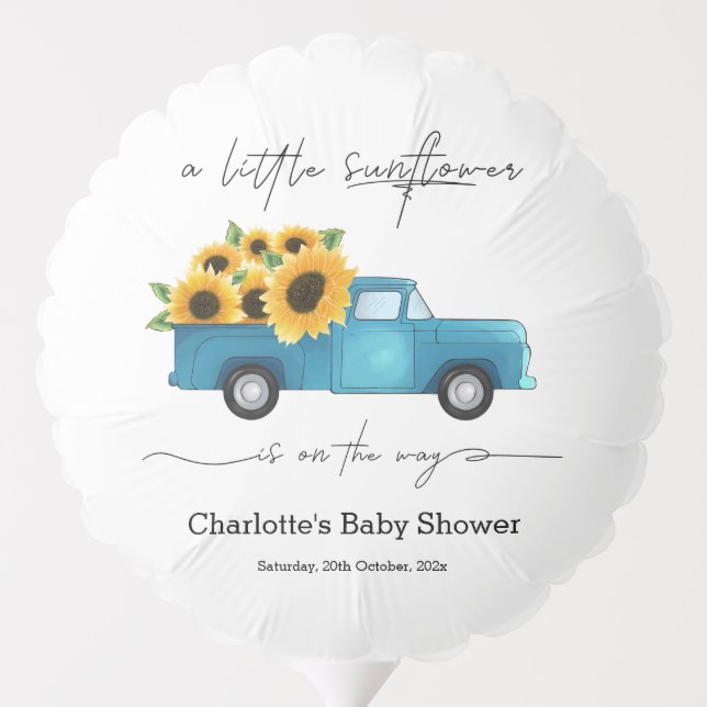 A Little Sunflower Is On The Way Baby Shower Balloon (Back)