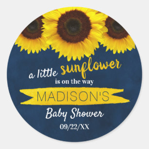 A Little Sunflower Is On The Way! Baby Shower Classic Round Sticker