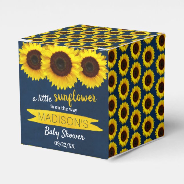 A Little Sunflower Is On The Way! Baby Shower Favor Boxes (Front Side)